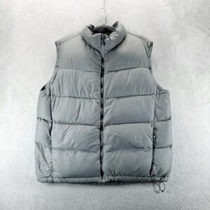 Eddie‎ Bauer Vest Mens XL Gray Down Puffer EB700 Quilted Full Zip Outdoor Hiking